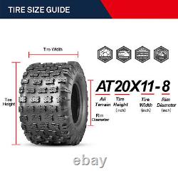 OBOR Set 2 20X11-8 ATV Tires 20X11X8 6PR UTV All Terrain Tyre Heavy Duty Tubeles