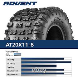 OBOR Set 2 20X11-8 ATV Tires 20X11X8 6PR UTV All Terrain Tyre Heavy Duty Tubeles