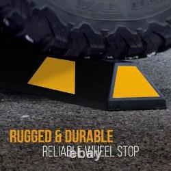 Pyle Heavy Duty Rubber Parking Tire Block, Vehicle Stopper, Cars/Trucks (Pair)