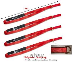 RYTASH Red Lasso Car Tire Tie Down Straps for Trailers with Chain Anchors 4 Pack