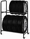 Rolling Tire Storage Rack With Cover Holds 8 Metal Heavy Duty Garage Organizer