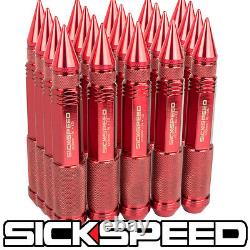 SICKSPEED 20 PC RED 150mm LONG SPIKED STEEL EXTENDED OFF ROAD LUG NUTS 14X2