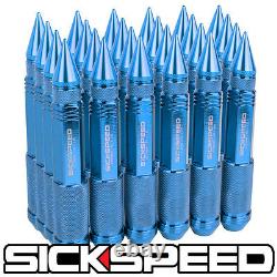 SICKSPEED 24 PC BLUE 150mm LONG SPIKED STEEL EXTENDED OFF ROAD LUG NUTS 14X1.5