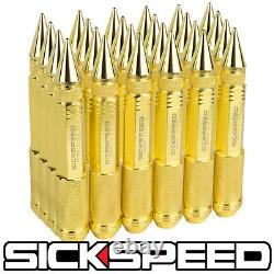 SICKSPEED 24PC 24K GOLD 150mm LONG SPIKED STEEL EXTENDED LUG NUTS 14X1.5
