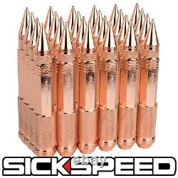 SICKSPEED 32 PC ROSE GOLD 150mm LONG SPIKED STEEL EXTENDED LUG NUTS 14X1.5