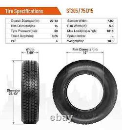 ST205/75D15 Trailer Tires 205 75 15 Heavy Duty 6Ply Load Range C 2057515 SET 2