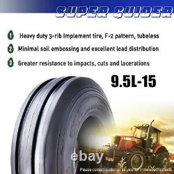 SUPERGUIDER Heavy Duty 9.5L-15 Rib Implement Tire F-2 Pattern 8 Ply, Set 2 16004