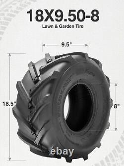 Set 2 18x9.50-8 Lawn Mower Tires 18x9.5x8 4Ply Heavy Duty Tubeless Deep Lug Tyre