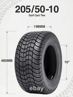 Set 2 205/50-10 Golf Cart Tires 4Ply 205/50/10 Tubeless Replace Tyres Heavy Duty