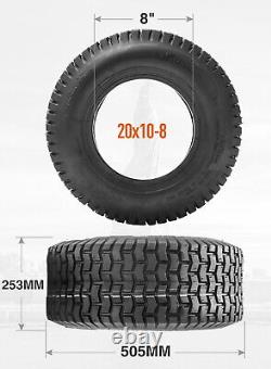 Set 2 20x10.00-8 Lawn Mower Tires 4PR Heavy Duty 20x10x8 Garden Tractor Tubeless