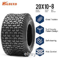 Set 2 20x10-8 20x10x8 Lawn Mower Tires 4PR Heavy Duty Tubeless Turf Tractor Tyre