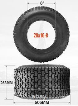 Set 2 20x10-8 20x10x8 Lawn Mower Tires 4PR Heavy Duty Tubeless Turf Tractor Tyre