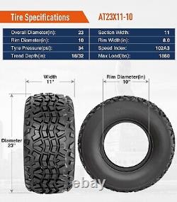 Set 2 23x11-10 ATV Tires Golf Cart 23x11x10 23x11 10 Heavy Duty 6Ply Tubeless