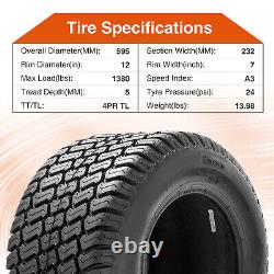 Set 2 23x9.50-12 Lawn Mower Tires 23x9.5x12 4Ply Tubeless Heavy Duty Replacement