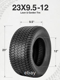 Set 2 23x9.50-12 Lawn Mower Tires 23x9.5x12 4Ply Tubeless Heavy Duty Replacement