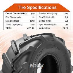 Set 2 24x12.00-12 Lawn Mower Tires Heavy Duty 4PR 24x12-12 Tubeless Tractor Tyre