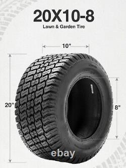 Set 2 4Ply 20x10.00-8 Lawn Mower Tires Heavy Duty Garden Tractor Tyres Tubeless