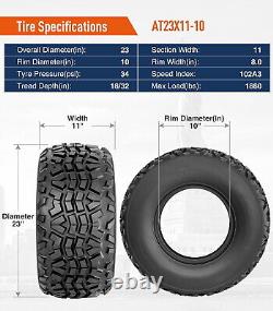 Set 2 6Ply 23x11-10 UTV ATV Tires 23x11x10 Heavy Duty Replacement Tyre Tubeless