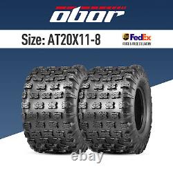 Set 2 OBOR ADVENT 20x11-8 20x11x8 UTV ATV Tires Heavy Duty Replace All Terrain