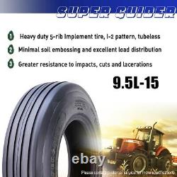 Set 2 SUPERGUIER Heavy Duty 9.5L-15 Rib Implement Tire I-1 Pattern -16009