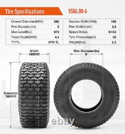 Set 4 15x6.00-6 20x8.00-8 Lawn Mower Tires 4Ply Garden Tractor Tire Heavy Duty