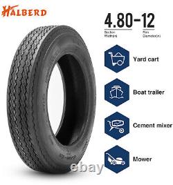 Set 4 4.80-12 Boat Trailer Tires 6Ply Heavy Duty 4.80x12 4.8-12 Replacement Tyre