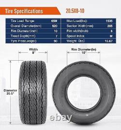 Set Of 2 205/65-10 Trailer Tires 10Ply Heavy Duty 20.5x8x10 Tubeless Replacement