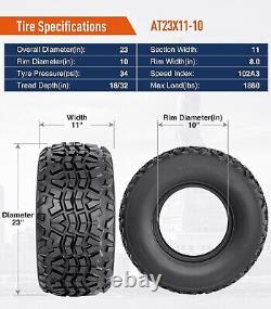 Set Of 2 23x11-10 ATV Tires 23x11x10 Golf Cart Tires 6PR Heavy Duty Replacement