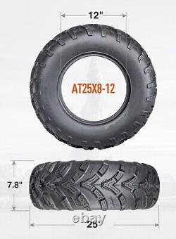 Set Of 2 25x8-12 ATV Mud Tires 25x8x12 UTV All Terrain 6Ply Heavy Duty Tubeless