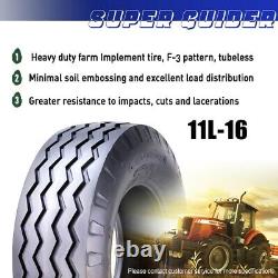 Set of 2 SUPERGUIDER Heavy Duty 11L-16 Implement Tire F-3 Pattern 12Ply