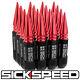 Sickspeed 16pc Black / Red Spiked Aluminum 108mm 3 Pc Lug Nuts 14x1.5