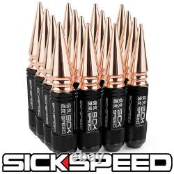 Sickspeed 16pc Black / Rose Gold Spiked Aluminum 108mm 3 Pc Lug Nuts 14x1.5