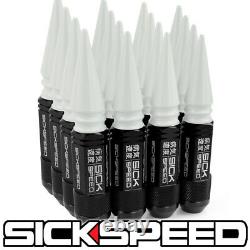 Sickspeed 16pc Black / White Spiked Aluminum 108mm 3 Pc Lug Nuts 14x1.5