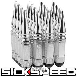 Sickspeed 16pc Chrome Spiked Aluminum Extended 108mm 3 Pc Lug Nuts 14x1.5