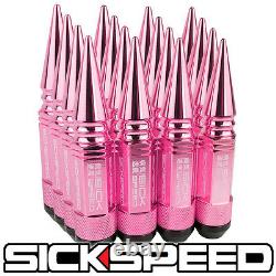 Sickspeed 16pc Pink Spiked Aluminum Extended 108mm 3 Pc Lug Nuts 14x1.5
