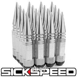 Sickspeed 16pc Polished Spiked Aluminum Extended 108mm 3 Pc Lug Nuts 14x1.5
