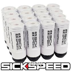 Sickspeed 16pc White Capped Aluminum Extended 50mm 3 Pc Lug Nuts 14x1.5