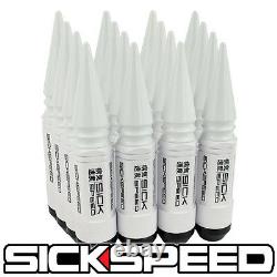 Sickspeed 16pc White Spiked Aluminum Extended 108mm 3 Pc Lug Nuts 14x1.5