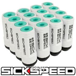 Sickspeed 16pc White/mint Green Capped Aluminum 50mm 3 Pc Lug Nuts 14x1.5
