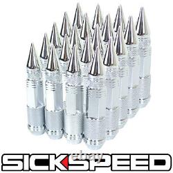 Sickspeed 20 Pc Chrome Spiked Steel Extended 80mm Lug Nuts Truck Wheels 1/2x20