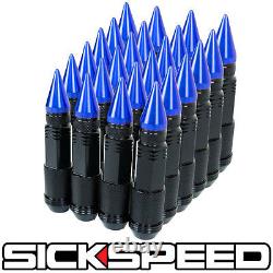 Sickspeed 24 Pc Black/blue Spiked Steel Extended Off Road 80mm Lug Nuts 1/2x20
