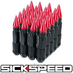 Sickspeed 24 Pc Black/red Spiked Steel Extended Off Road 80mm Lug Nuts 1/2x20