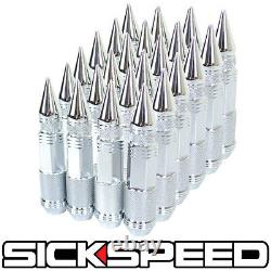 Sickspeed 24 Pc Chrome Spiked Steel Extended Off Road 80mm Lug Nuts 1/2x20