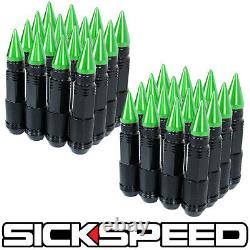Sickspeed 32 Pc Black/green Spiked Steel Extended Road 90mm Lug Nuts 1/2x20