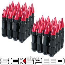 Sickspeed 32 Pc Black/red Spiked Steel Extended Road 80mm Lug Nuts Truck 1/2x20