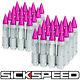 Sickspeed 32 Pc Chrome/pink Spiked Steel Extended Road 80mm Lug Nuts 1/2x20