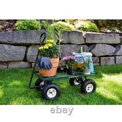 Steel Cart Garden Mesh Utility Heavy Duty 400 Tires Carts Wagon Removable Sides