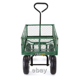Steel Cart Garden Mesh Utility Heavy Duty 400 Tires Carts Wagon Removable Sides