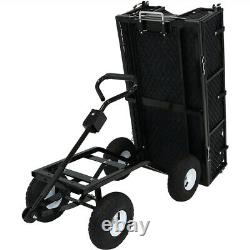 Sunnydaze Dumping Utility Cart with Folding Sides and Liner Set Black