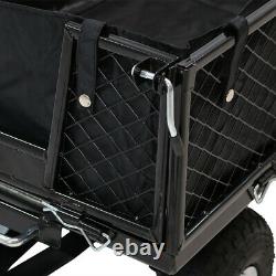 Sunnydaze Dumping Utility Cart with Folding Sides and Liner Set Black